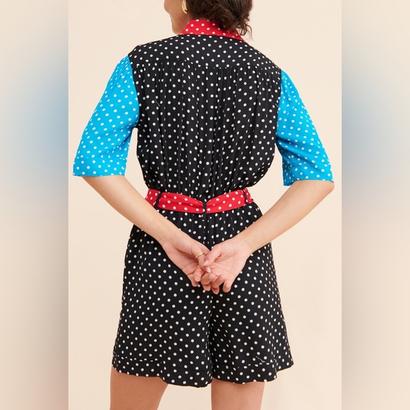 Boutique Moschino Polka Dot Colorblock Romper - Picture 2 of 8